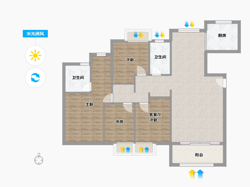 福建省-厦门市-国贸天成　137m²-109.60-户型库-采光通风