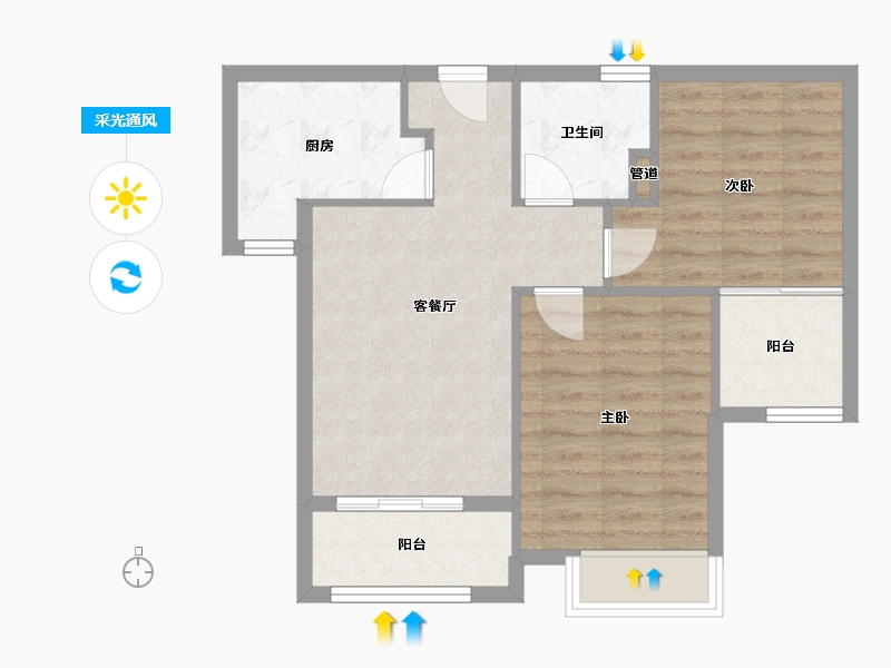 福建省-厦门市-国贸天成77m²-61.60-户型库-采光通风