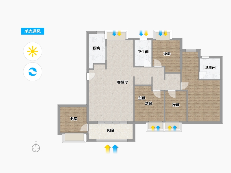 福建省-厦门市-国贸天成156m²-124.80-户型库-采光通风