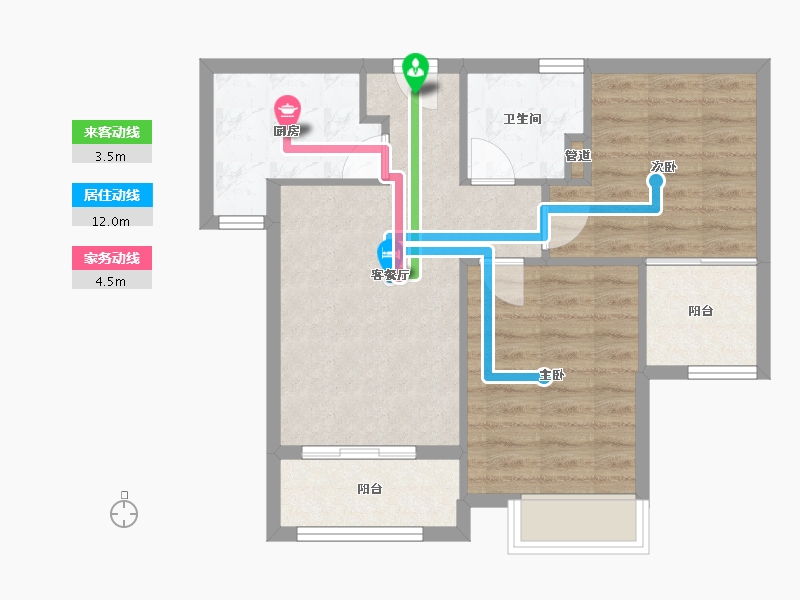 福建省-厦门市-国贸天成77m²-61.60-户型库-动静线