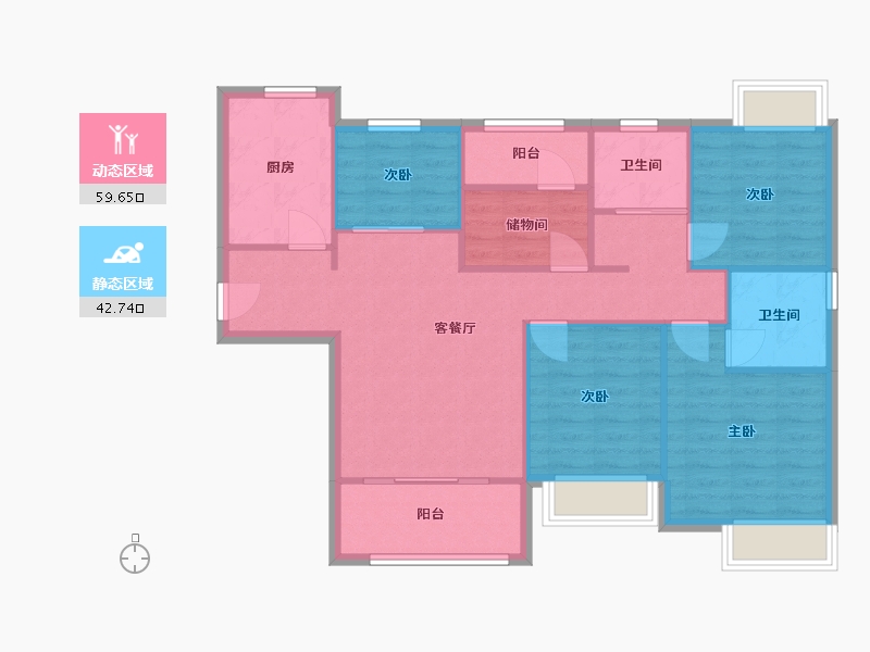 福建省-厦门市-前海湾2,1　116m²-92.79-户型库-动静分区