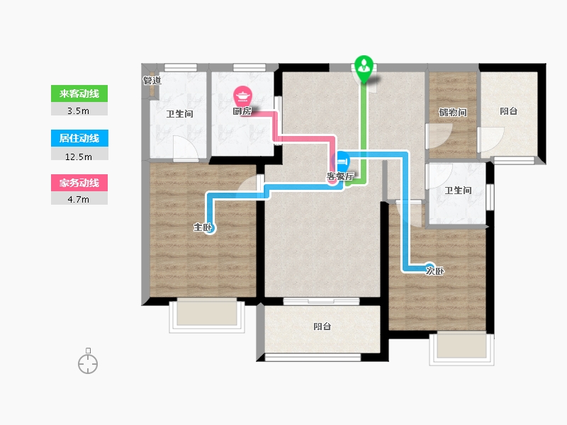 福建省-厦门市-前海湾3　101m²-80.80-户型库-动静线