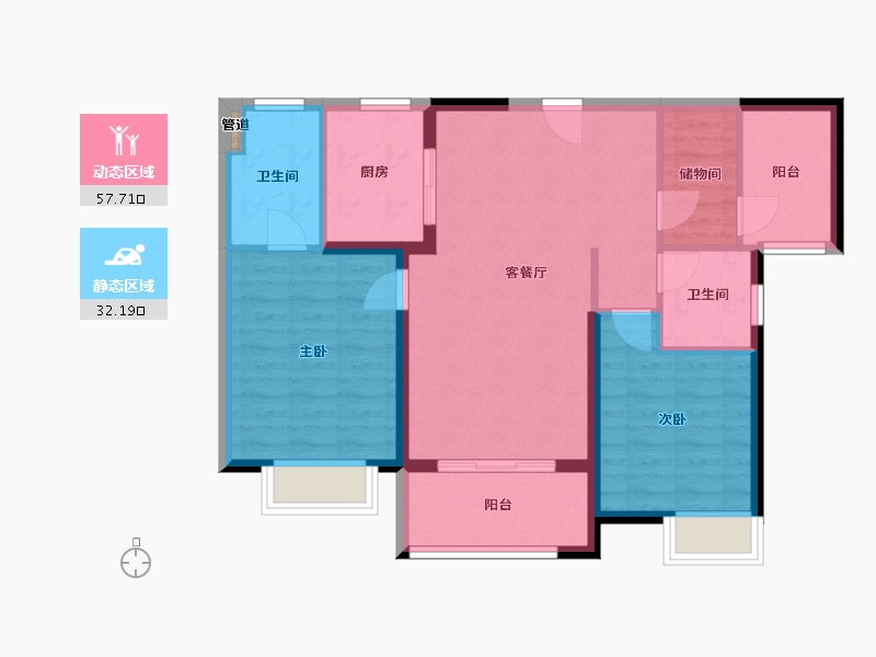 福建省-厦门市-前海湾3　101m²-80.80-户型库-动静分区