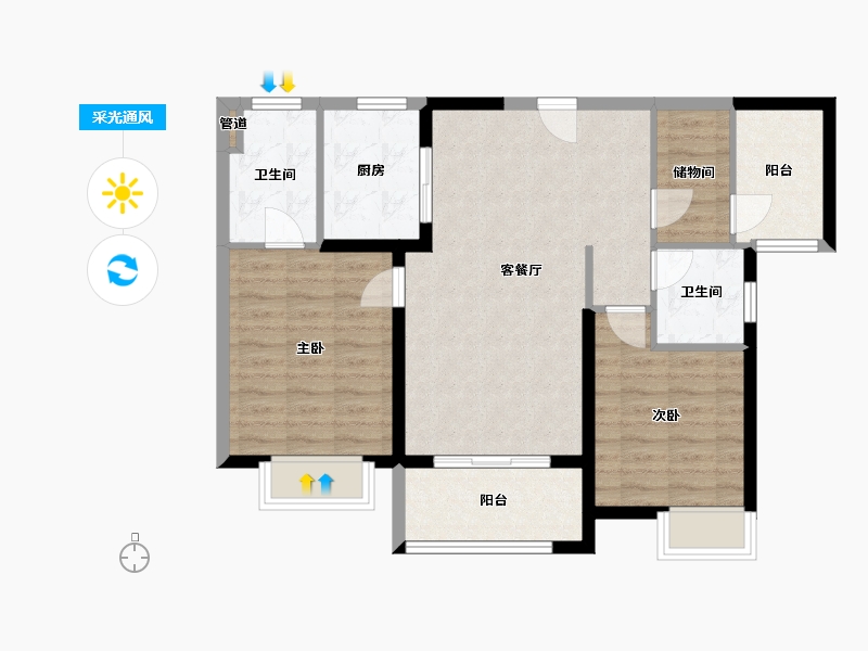 福建省-厦门市-前海湾3　101m²-80.80-户型库-采光通风