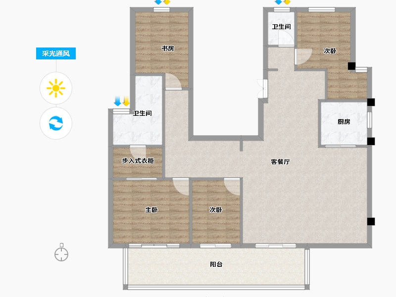 福建省-厦门市-融侨铂樾府　170m²-136.00-户型库-采光通风