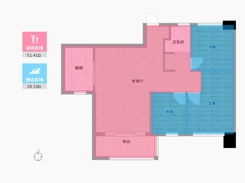 福建省-厦门市-融侨铂樾府　90m²-72.00-户型库-动静分区