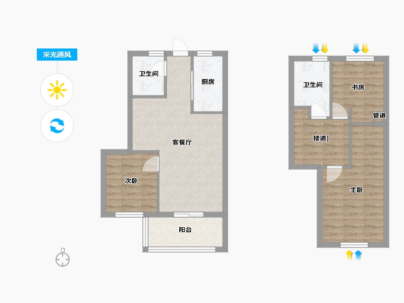 福建省-厦门市-融侨铂樾府　90m²-72.00-户型库-采光通风