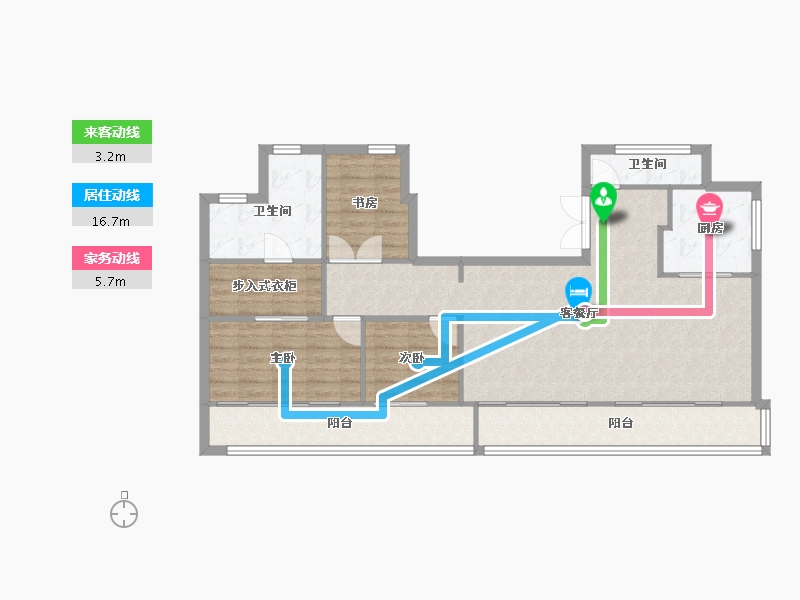 福建省-厦门市-融侨铂樾府　129m²-103.20-户型库-动静线