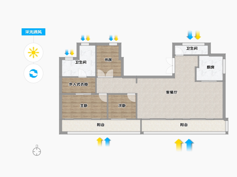 福建省-厦门市-融侨铂樾府　129m²-103.20-户型库-采光通风