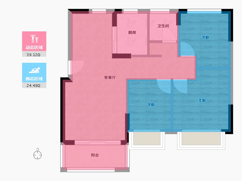 福建省-厦门市-世茂璀璨天宸1号楼71m²-56.80-户型库-动静分区