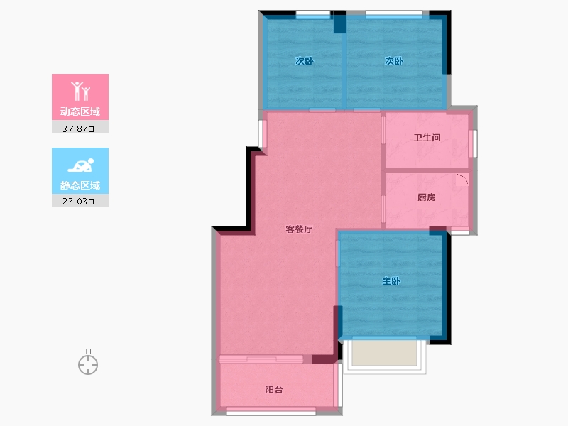 福建省-厦门市-世茂璀璨天宸1,2,3,5,6,7,8,9,10,11号楼68m²-54.40-户型库-动静分区