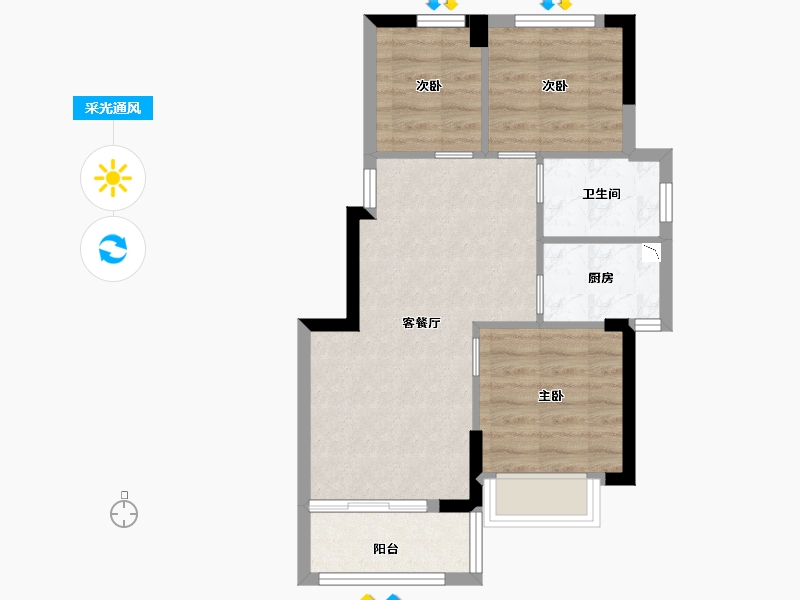 福建省-厦门市-世茂璀璨天宸1,2,3,5,6,7,8,9,10,11号楼68m²-54.40-户型库-采光通风