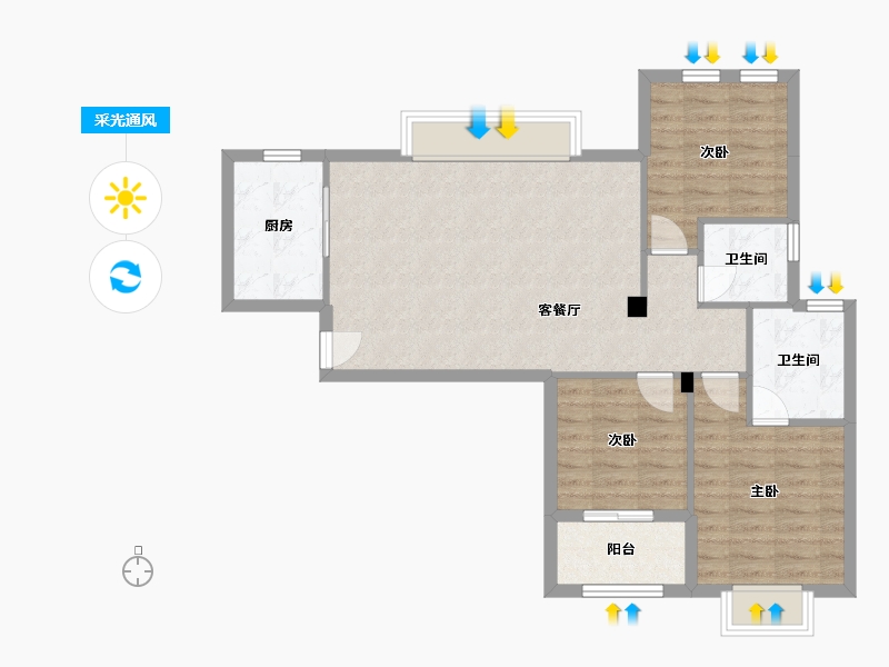 福建省-厦门市-首开领翔上郡8号楼,9号楼,10号楼112m²-81.75-户型库-采光通风