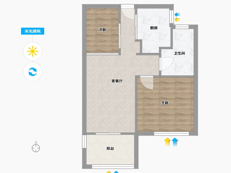 福建省-厦门市-特房莱昂公馆64m²-51.19-户型库-采光通风