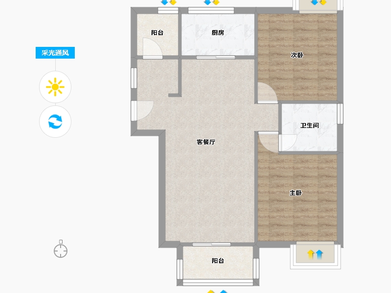 福建省-厦门市-保利壹海里4号楼89m²-67.43-户型库-采光通风