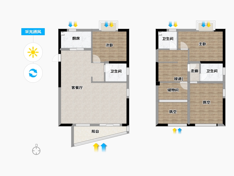 福建省-厦门市-保利壹海里2号楼133m²-137.69-户型库-采光通风