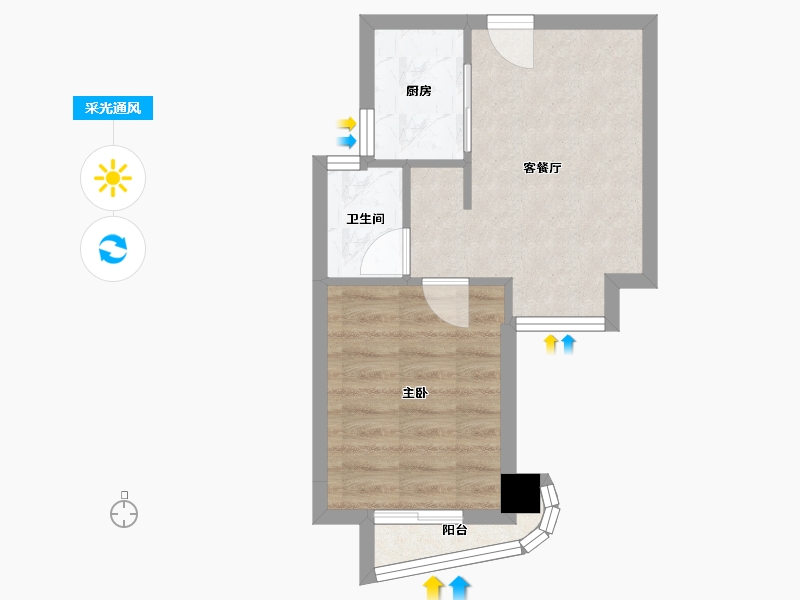 福建省-厦门市-保利壹海里4号楼47m²-34.63-户型库-采光通风