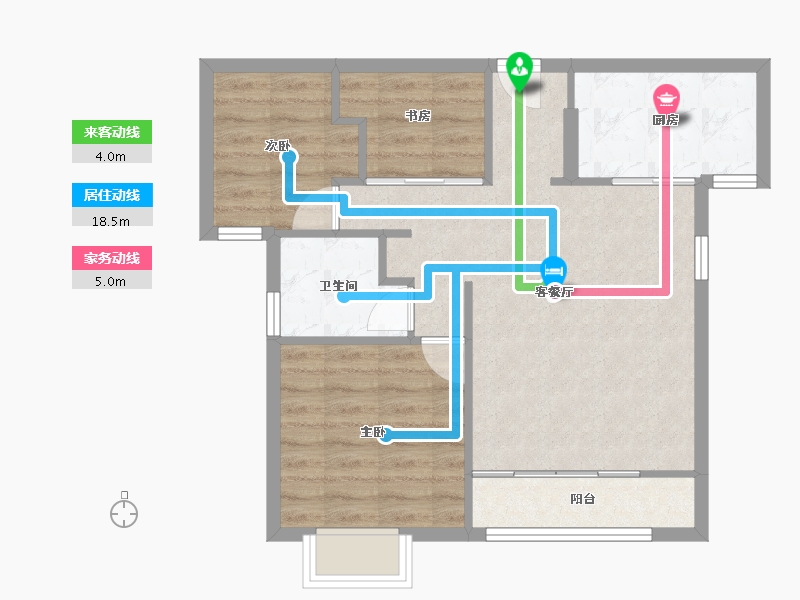 福建省-厦门市-特房莱昂公馆80m²-64.00-户型库-动静线