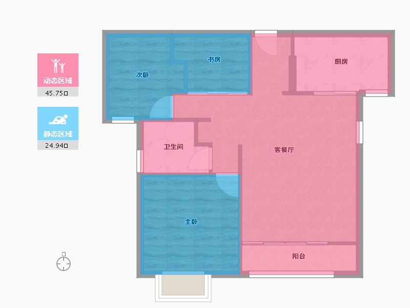 福建省-厦门市-特房莱昂公馆80m²-64.00-户型库-动静分区