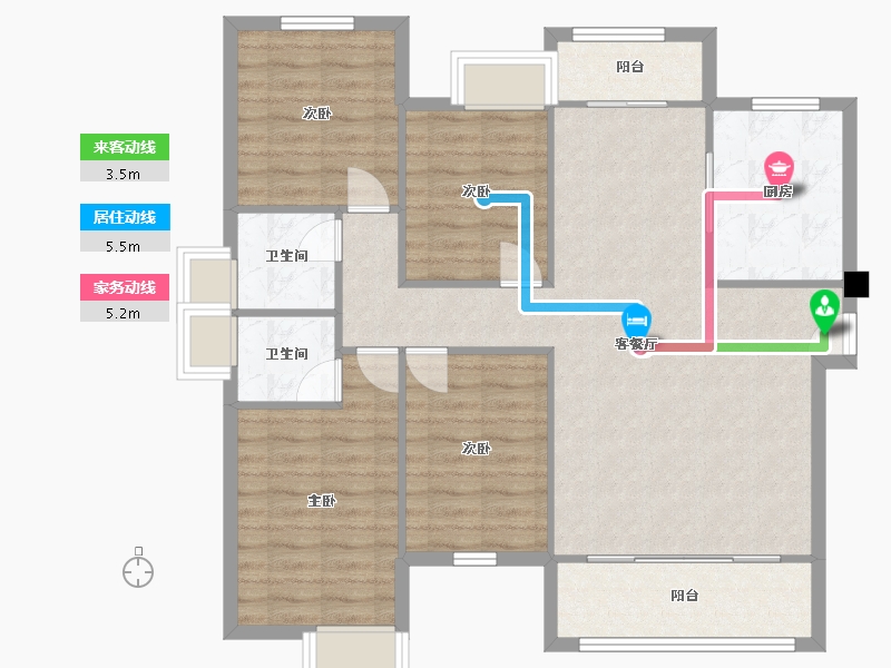 福建省-厦门市-特房莱昂公馆127m²-101.60-户型库-动静线