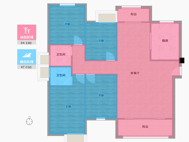 福建省-厦门市-特房莱昂公馆127m²-101.60-户型库-动静分区