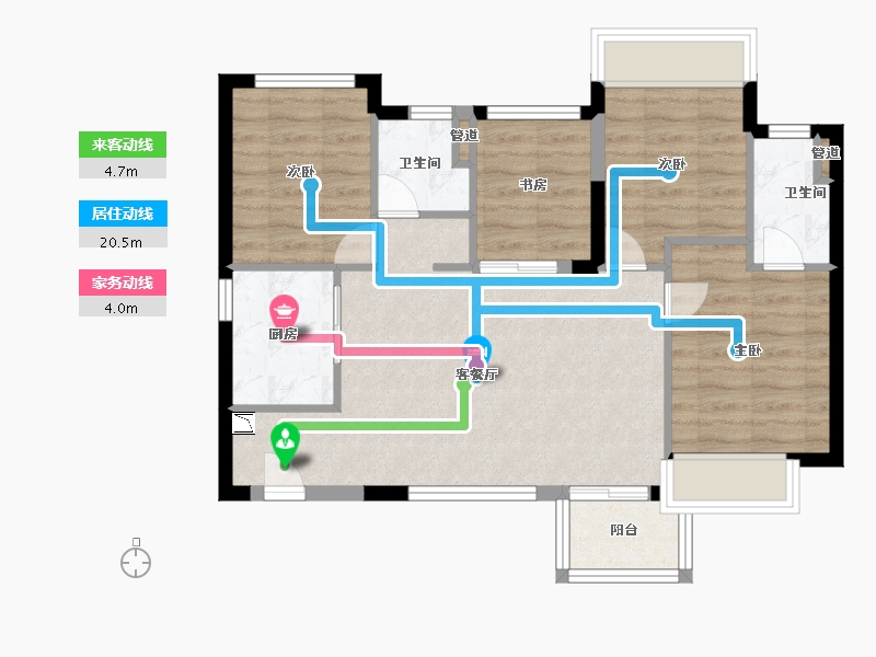 福建省-厦门市-万科金域缇香3号楼90m²-72.00-户型库-动静线