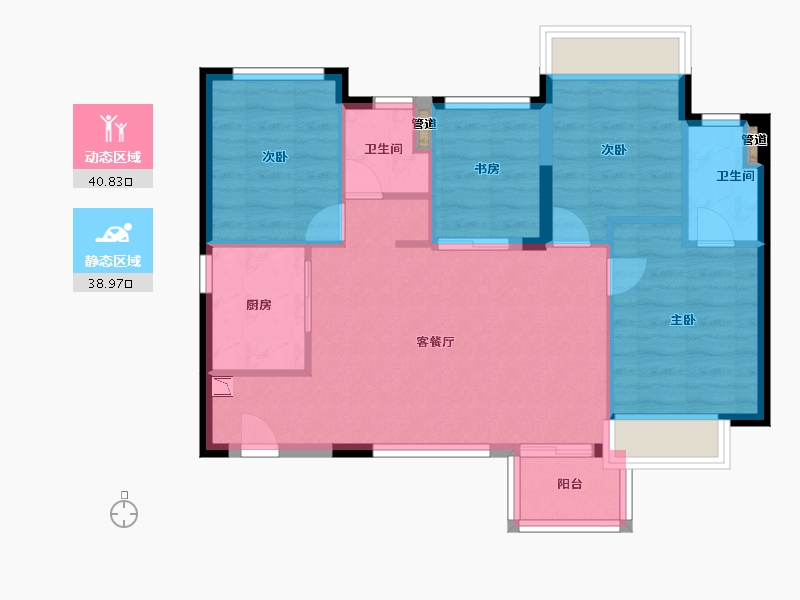 福建省-厦门市-万科金域缇香3号楼90m²-72.00-户型库-动静分区