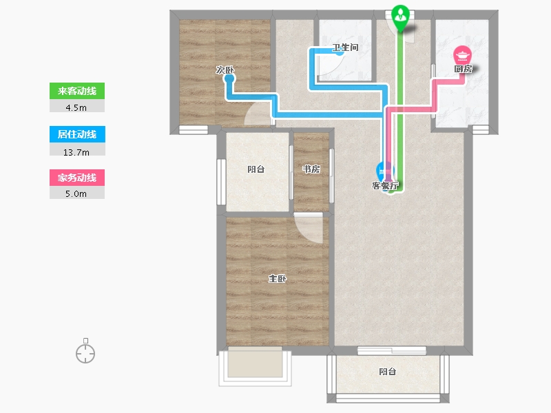 福建省-厦门市-翔安金茂悦　81m²-64.80-户型库-动静线