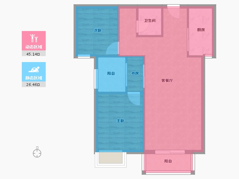 福建省-厦门市-翔安金茂悦　81m²-64.80-户型库-动静分区