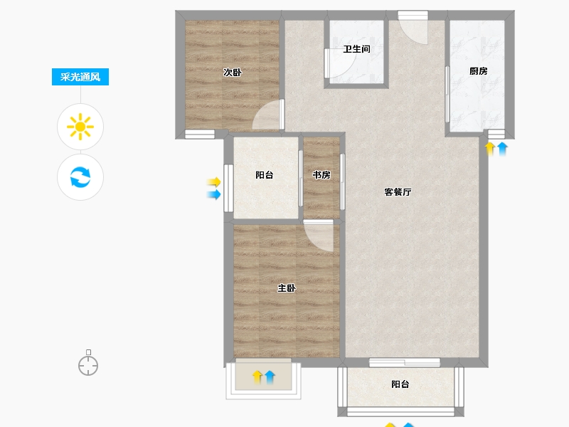 福建省-厦门市-翔安金茂悦　81m²-64.80-户型库-采光通风