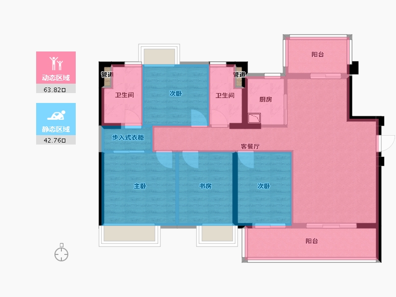 福建省-厦门市-翔安金茂悦　120m²-96.00-户型库-动静分区