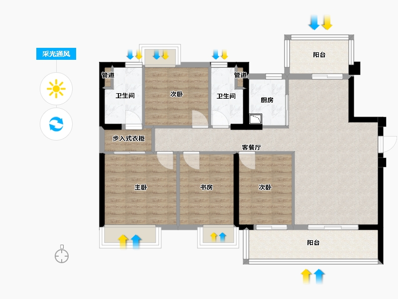 福建省-厦门市-翔安金茂悦　120m²-96.00-户型库-采光通风