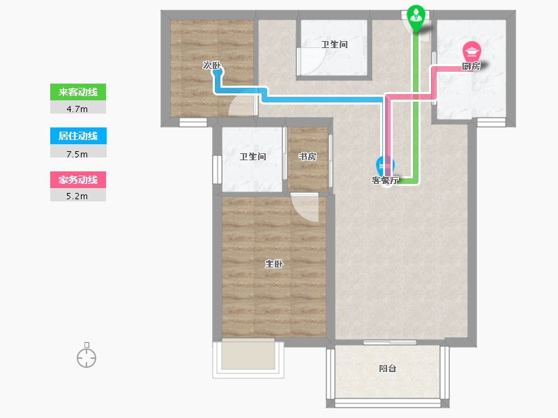 福建省-厦门市-翔安金茂悦81m²-64.80-户型库-动静线