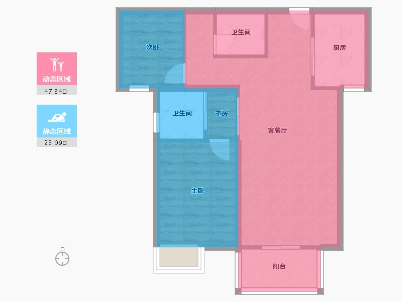 福建省-厦门市-翔安金茂悦81m²-64.80-户型库-动静分区