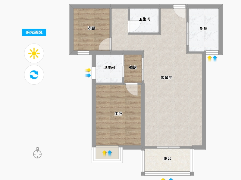 福建省-厦门市-翔安金茂悦81m²-64.80-户型库-采光通风