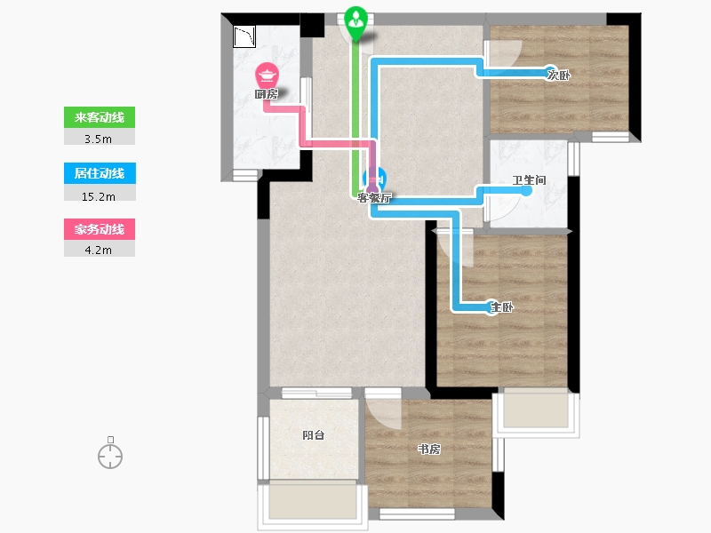 福建省-厦门市-雅居乐御宾府6号楼78m²-62.40-户型库-动静线