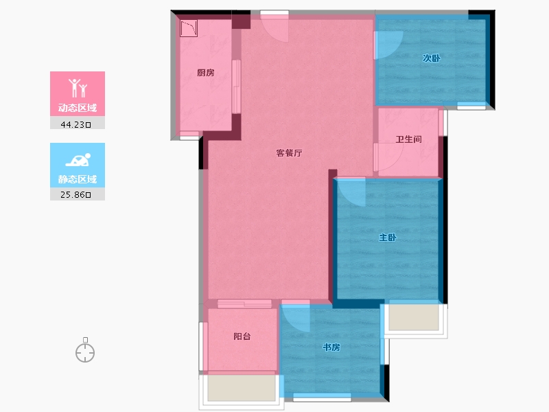 福建省-厦门市-雅居乐御宾府6号楼78m²-62.40-户型库-动静分区