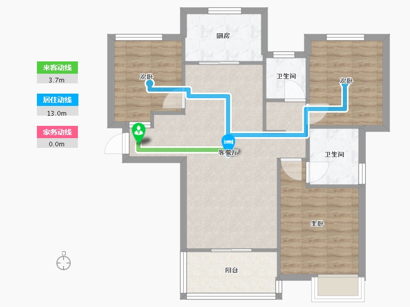 福建省-厦门市-保利天汇　95m²-76.00-户型库-动静线