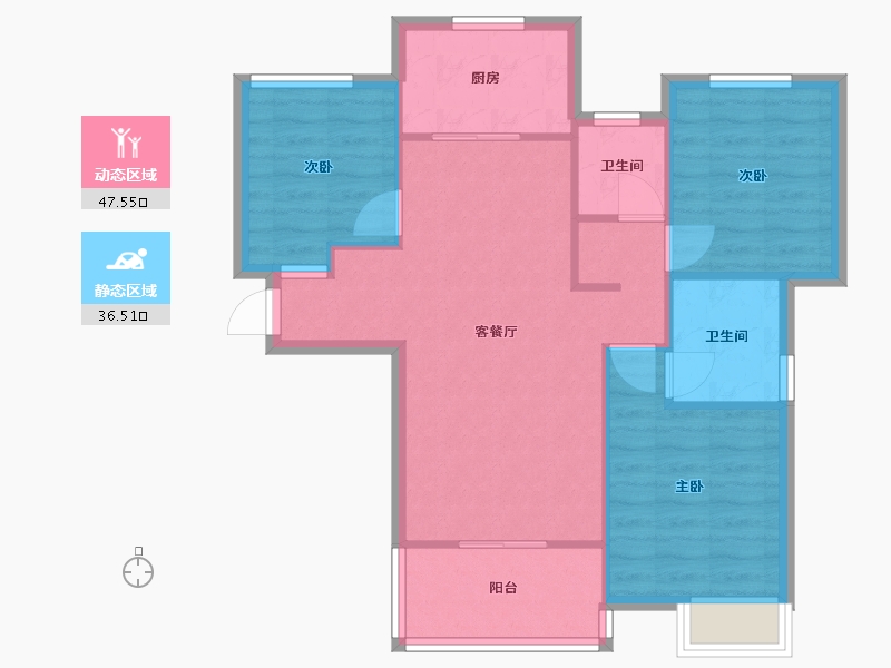 福建省-厦门市-保利天汇　95m²-76.00-户型库-动静分区