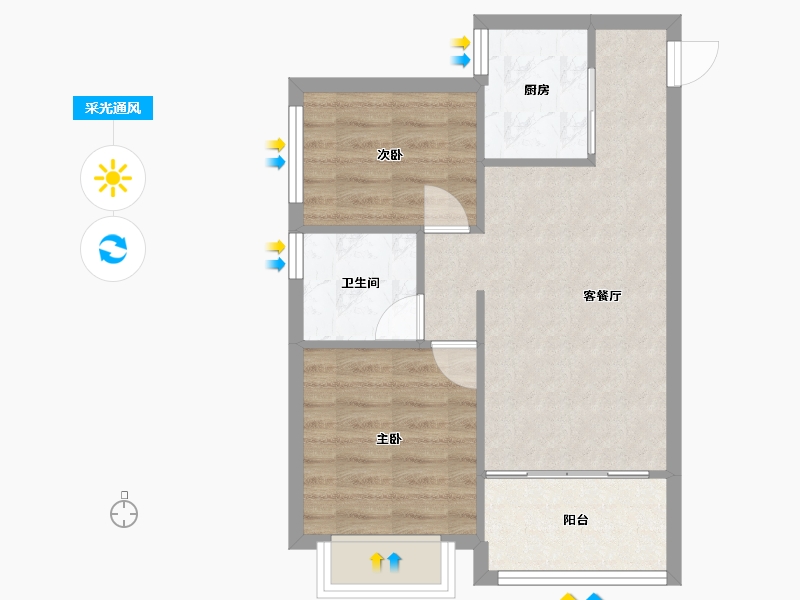 福建省-厦门市-保利天汇　65m²-52.00-户型库-采光通风