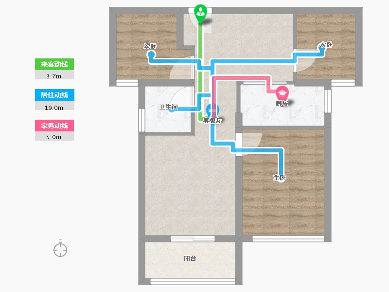 福建省-厦门市-保利天汇　76m²-60.80-户型库-动静线