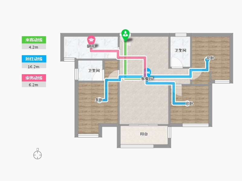 福建省-厦门市-大唐水云间6号楼92m²-73.60-户型库-动静线