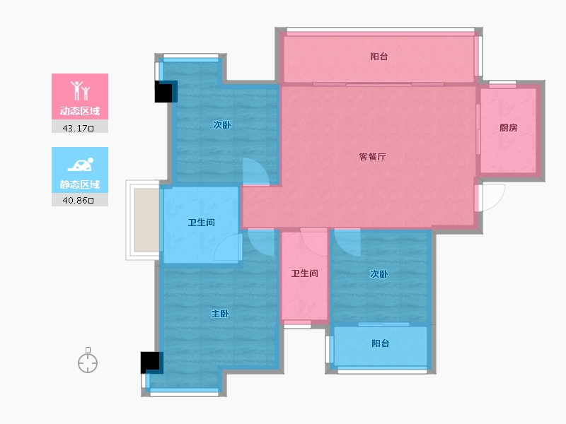 福建省-厦门市-大唐水云间6号楼95m²-76.00-户型库-动静分区