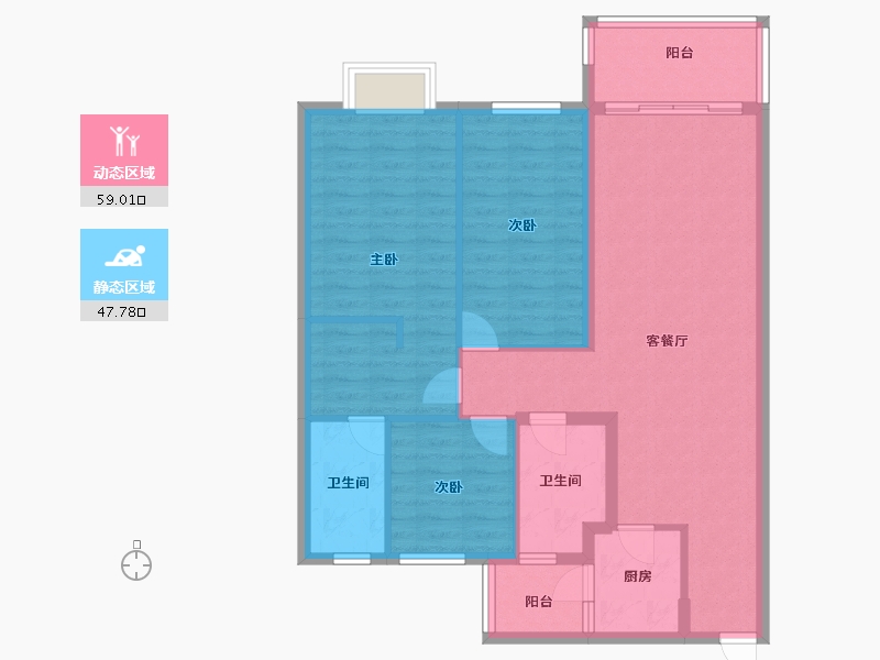 福建省-厦门市-古龙山语听溪120m²-96.00-户型库-动静分区