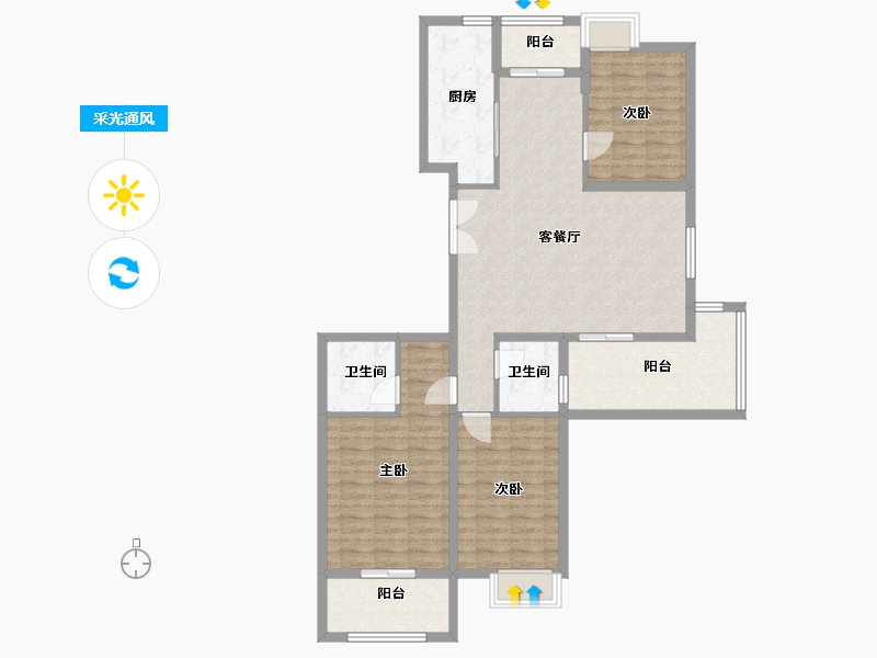 福建省-厦门市-古龙山语听溪51号楼140m²-112.00-户型库-采光通风