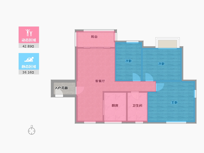 福建省-厦门市-古龙山语听溪52号楼,25号楼93m²-74.40-户型库-动静分区