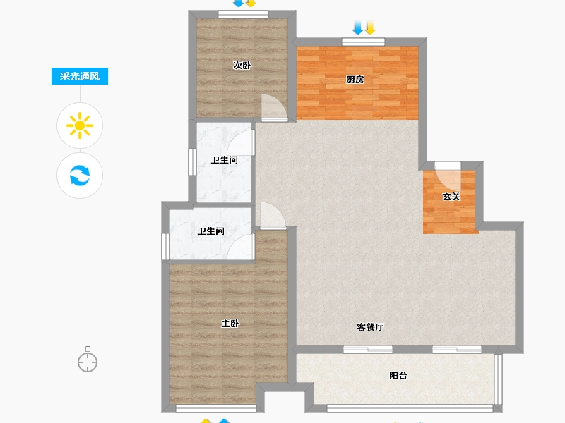 安徽省-合肥市-中海�X湖湾-92.30-户型库-采光通风