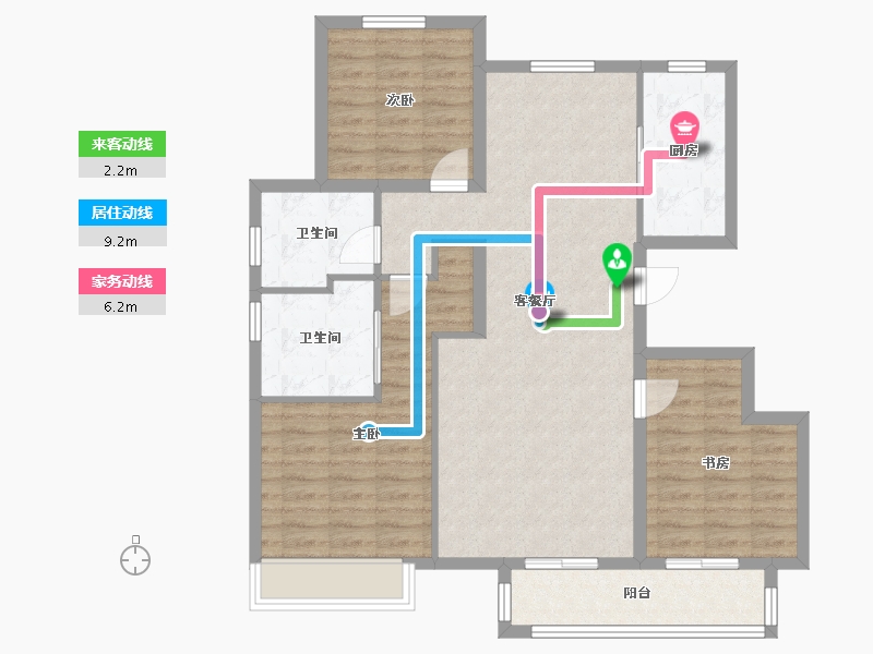 天津-天津市-融创御河宸院融创御河宸院5号楼,融创御河宸院15号楼,建面130m²-98.01-户型库-动静线