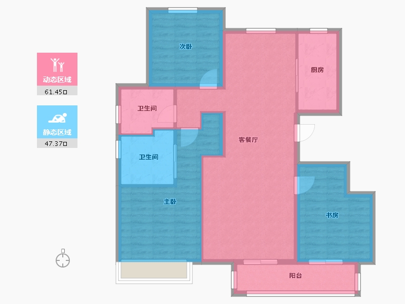 天津-天津市-融创御河宸院融创御河宸院5号楼,融创御河宸院15号楼,建面130m²-98.01-户型库-动静分区