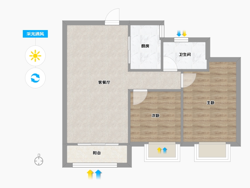 天津-天津市-星河传奇,星河传奇18号楼,50号楼,建面86m²-56.76-户型库-采光通风